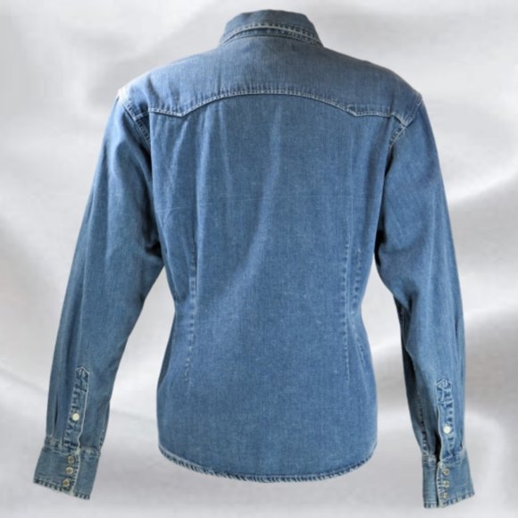 Bluenotes Fitted Blue Denim Shirt in Size Large - Picture 2 of 4